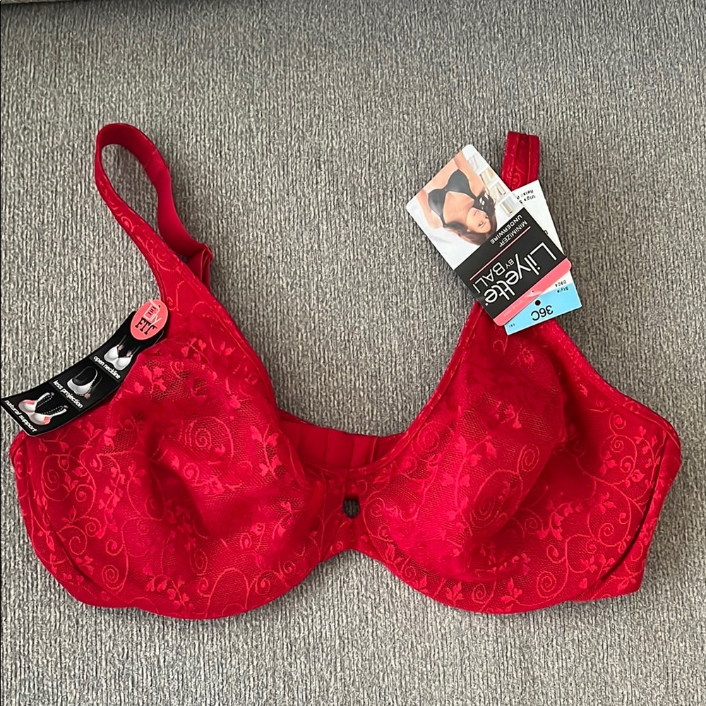 NWT Lilyette Red Underwire Bra